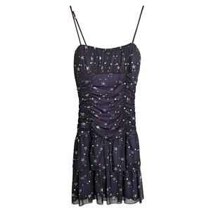 Vintage Ruched Mini Dress Medium Y2K Dark Coquette Fairy Grunge Celestial 90s